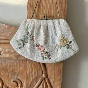 Vintage Floral Beaded Clutch purse mini